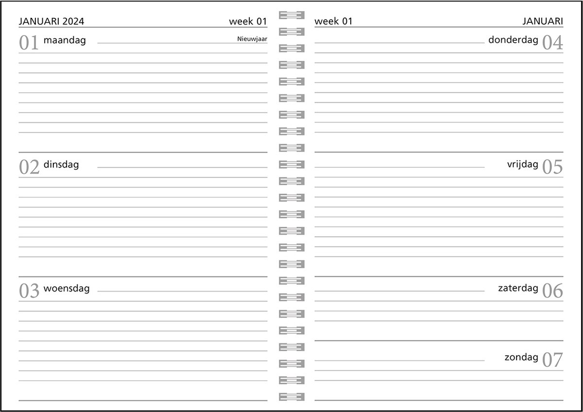 MGPcards - Agenda 2024 - A4 (30,5x21,5 cm) - Foliedruk - Week op 2 pagina's  - Ruime
