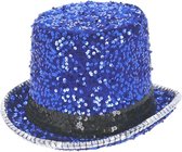 Fever - Deluxe Felt & Sequin Top Hat Kostuum Hoed - Blauw
