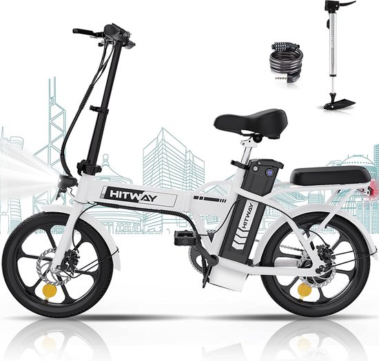 Hitway BK5 Elektrische vouwfiets,E-bike,Elektrische Fiets,250W Motor,25km/h,WIT