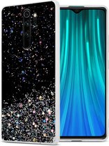 Cadorabo Hoesje geschikt voor Xiaomi RedMi NOTE 8 PRO in Zwart met Glitter - Beschermhoes van flexibel TPU silicone met fonkelende glitters Case Cover Etui