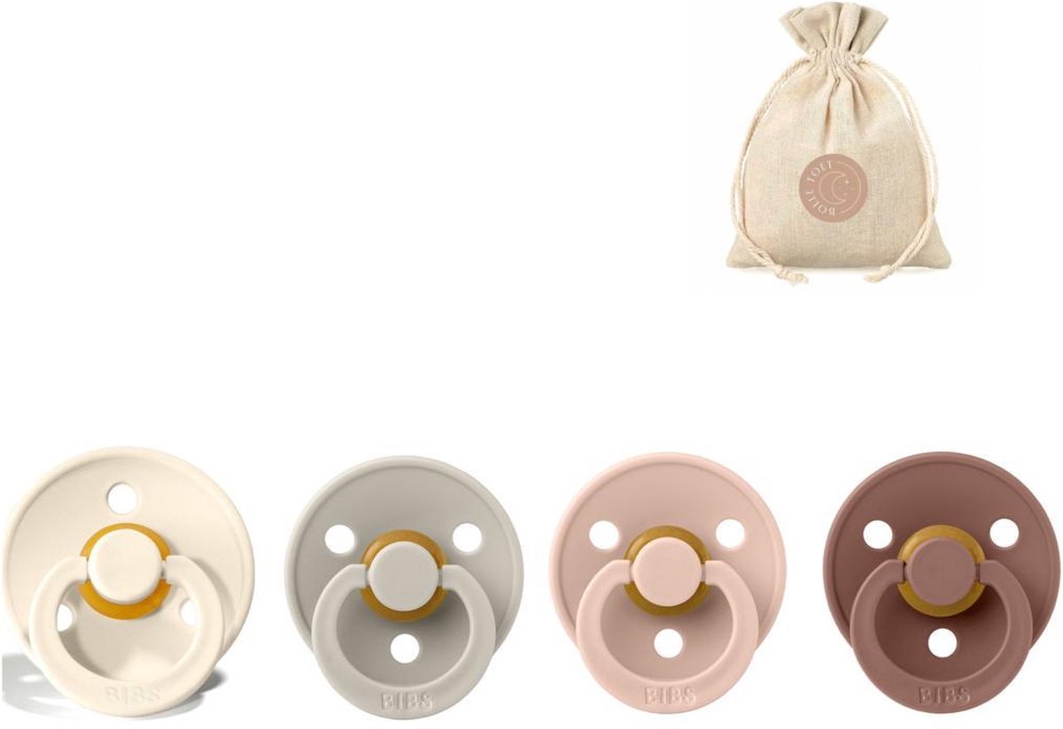 Goedkoopste BIBS fopspenen T1 speenzakje BolleToet - ivory, sand, blush, woodchuck - 0-6 maanden