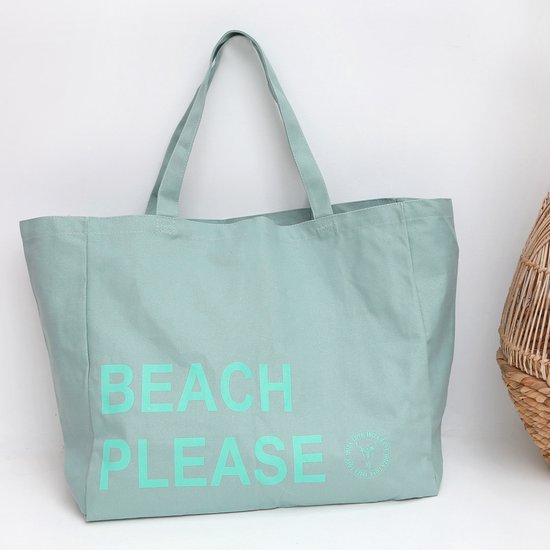 Canvas strandtas beach please seagreen