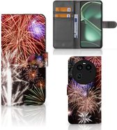 Portemonnee Hoesje OPPO Find X6 Smartphone Hoesje Kerstcadeau Vuurwerk