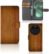 Telefoonhoesje OPPO Find X6 Wallet Book Case Donker Hout