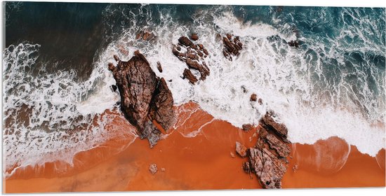 Acrylglas - Water - Zee - Stenen - Zand - Strand - 100x50 cm Foto op Acrylglas (Wanddecoratie op Acrylaat)