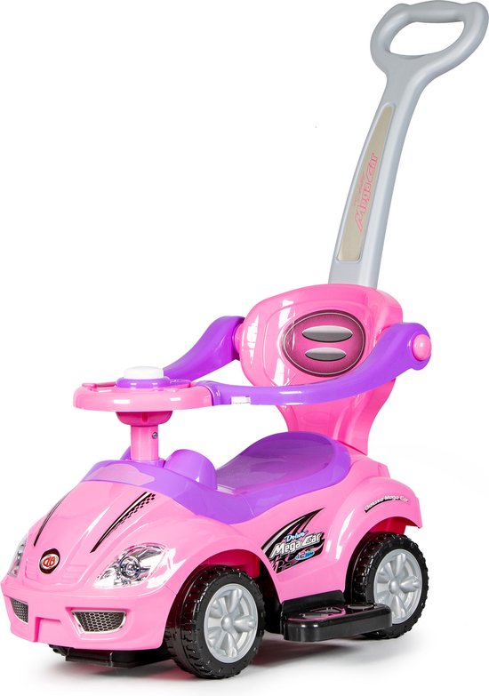 Duwauto loopauto deluxe meegroeiend Roze