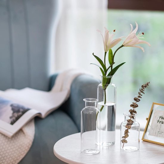 Innjoii Geribbelde glazen vaas gecanneleerde bloem, glazen heldere vazen moderne bloemenvaas decoratief met grote capaciteit grote vazen decor voor bloemen thuiskantoor bruiloft, woonkamer, tafel, 16