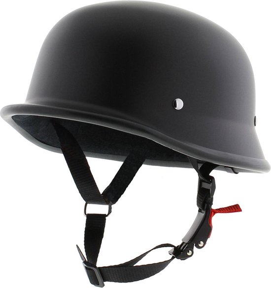Vito Chopper Demi Casque Allemand XL - NO ECE - Zwart Mat - Casque de moto classique pour casque de cyclomoteur
