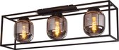 Plafondlamp Rechthoekig E27 Plafondlamp Retro - Zwarte rokerige kleuren Industriële Hal Lamp voor Slaapkamer Woonkamer Vintage Lamp Metaal met 3 Lichtbronnen Plafondverlichting voor Keuken max. 40 W - Zonder Lamp