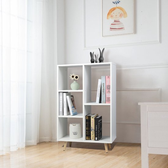 SONGMICS Opbergrek, boekenkast met 5 niveaus, organizer voor kleding, elke plank tot 5 kg belastbaar, 50 x 30 x 180 cm, voor woonkamer, slaapkamer, kleedkamer, zwart LSN15H