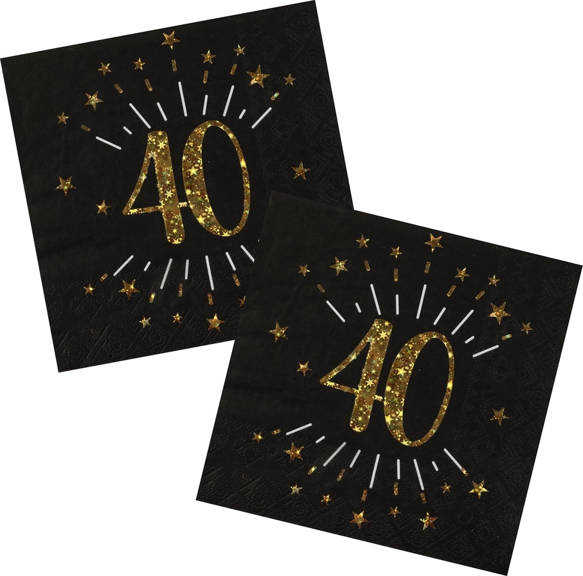 Santex Verjaardag feest servetten leeftijd - 20x - 40 jaar - goud - 33 x 33 cm