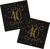Verjaardag feest servetten leeftijd - 20x - 40 jaar - goud - 33 x 33 cm
