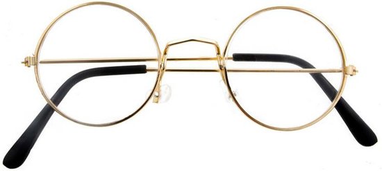 Verkleed bril - rond - goud montuur - voor volwassenen - kerstman/opa/oma - verkleedaccessoires