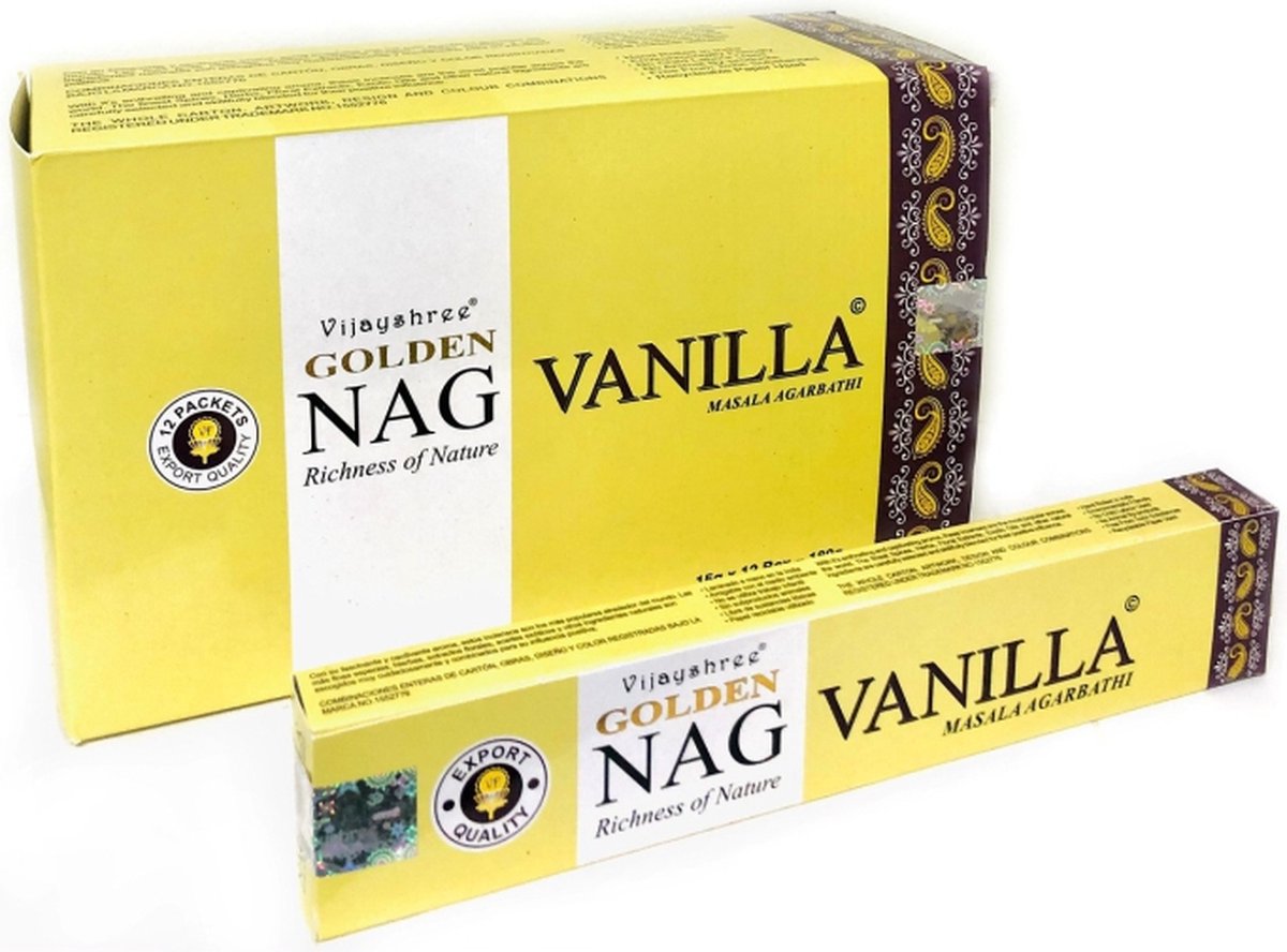 Golden Nag Vanille Wierook – 12 pakjes á 15 gram Multicolor