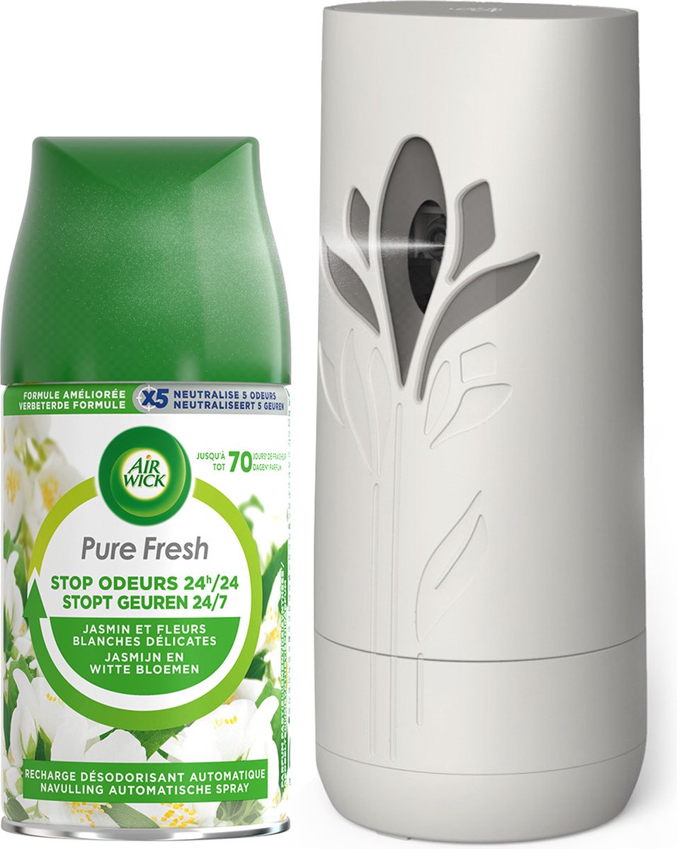 Air Wick Freshmatic Automatische Spray Luchtverfrisser - 2 Navullingen - Jasmijn en witte bloemen - Pure fresh lentedauw - Voordeelverpakking