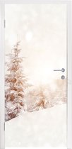 Deursticker Boom - Sneeuw - Winter - 80x215 cm - Deurposter