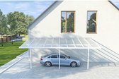 EXPERTLAND Aanleunende carport in aluminium 18,8 m² - Wit - ALVARO L 618 cm x H 285 cm x D 305 cm