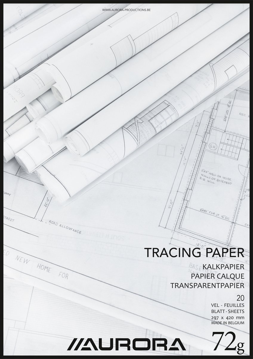 Aurora Overtrekpapier - Kalkpapier - Kopgelijmd - A3 - 72g - 20 vel