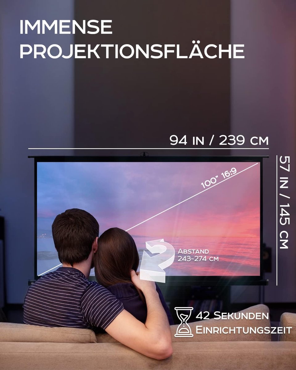PropVue Projection Screen with Stand, 100 Inch (254 cm