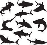 Decoraties Haaien silhouetten 20 stuks - Onderwater wereld decoraties - Feestartikelen - Themafeesten