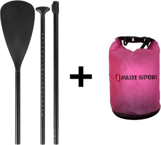Padisport - SUP Peddel + waterproof bag 2L - roeispaan - peddels - peddel verstelbaar - super licht - peddel - sup paddle