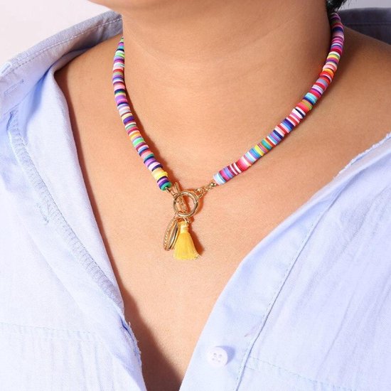Sorprese arc-en-ciel - collier femme - pendentif inclus - collier de perles femme - 40 cm - cadeau - Modèle Z
