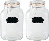 Weckpot/inmaakpot - 2x - 3L - glas - met beugelsluiting - incl. etiketten