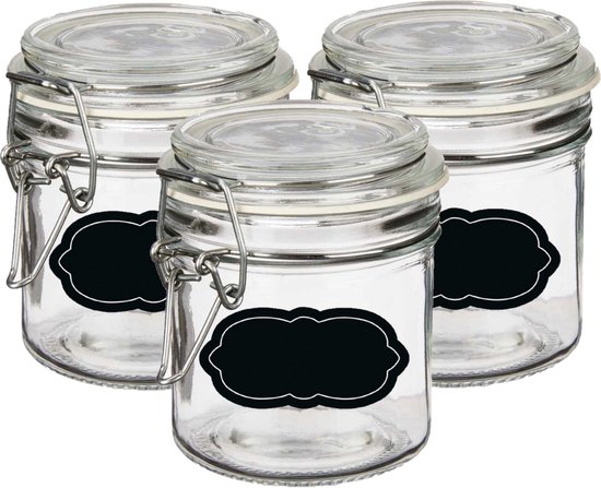 Weckpot/inmaakpot - 6x - 250 ml - glas - met beugelsluiting - incl. etiketten