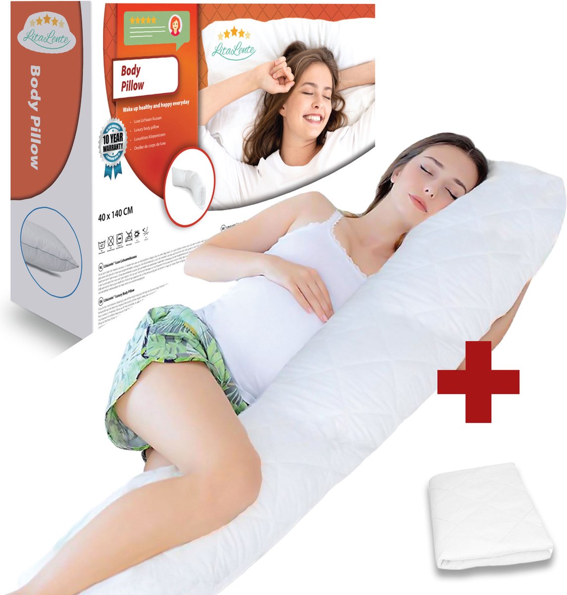 Goedkoopste Zwangerschapskussen gewatteerde sloop - Ergonomisch Lichaamskussen - body pillow - Voedingskussen - Kniekussen - Body Pillow met afneembare hoes - Dubbel Gestikte Randen Zwangerschapskussen