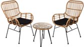 Pro Garden 3-Delig Rotan Tuinset - 2 stoelen en tafel - Trend 2024
