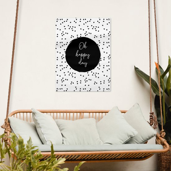 Décoration de jardin - Proverbes - Citations - Oh happy day - Points - Jardin - 60x80 cm - Affiche jardin - Tissu jardin
