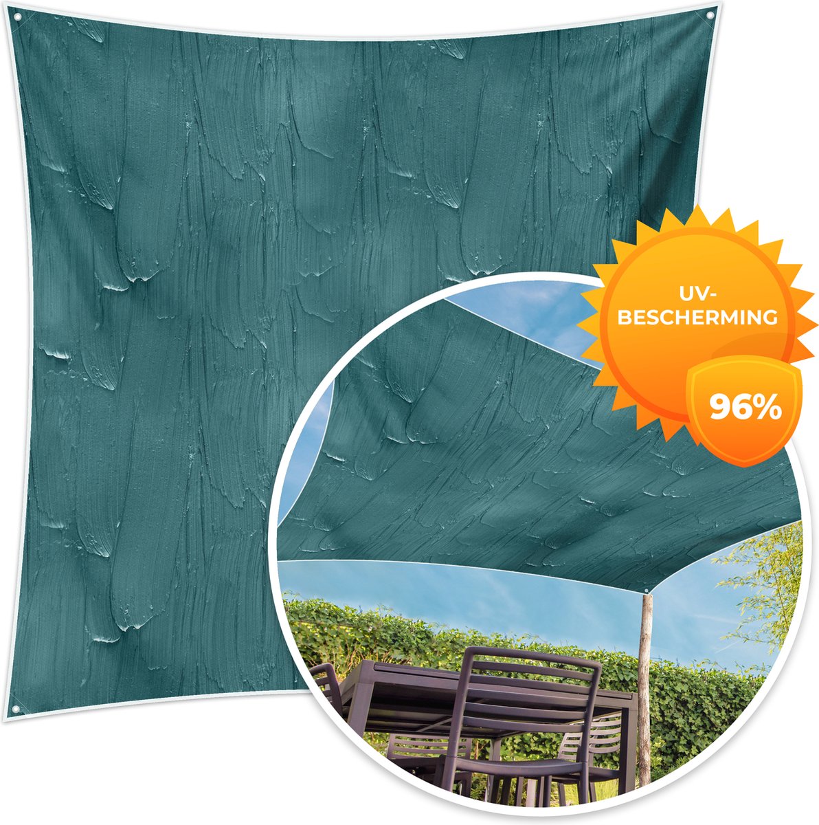 MuchoWow® - Schaduwdoek - Verf - Turquoise - Abstract - 96% UV-bestendig - Hoogwaardig polyester - Zonnedoek - Weerbestendig - Tuin - Tarp - 300x300 cm