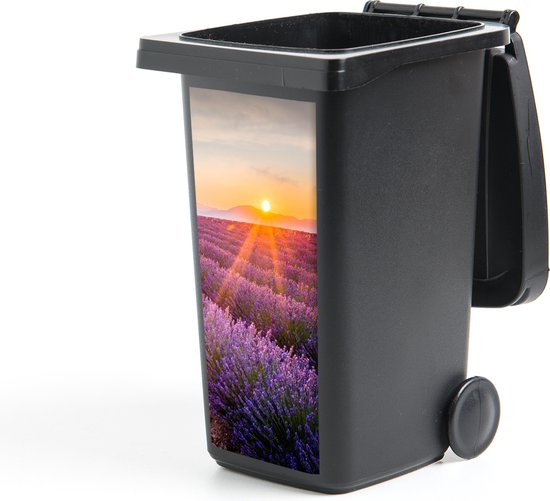 Container sticker Lavendel - Zonsondergang - Bloemen - Paars - 44x98 cm - Kliko sticker