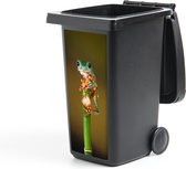 Autocollant pour contenant Grenouille sur plant verte en gros plan - 38 x 80 cm - Autocollant Kliko