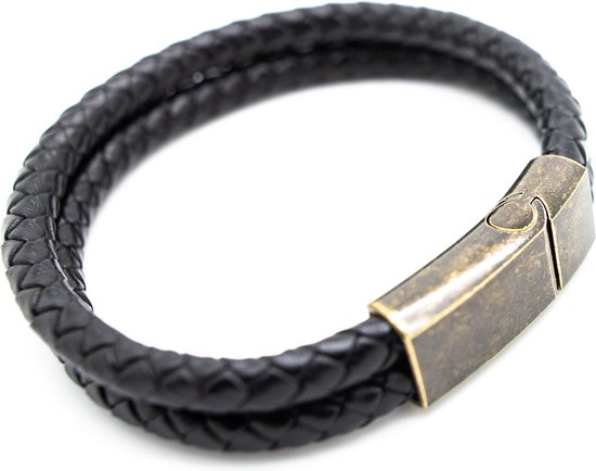 Bracelet Sorprese - Excellence - bracelet homme - noir - cuir - double  cordon - cadeau... | bol.com