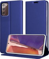 Cadorabo Hoesje geschikt voor Samsung Galaxy NOTE 20 in CLASSY DONKER BLAUW - Beschermhoes met magnetische sluiting, standfunctie en kaartvakje Book Case Cover Etui
