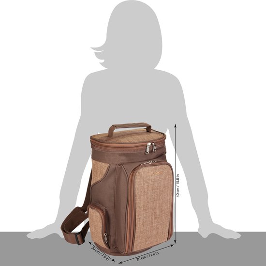 Brubaker Sac isotherme pour 2 bouteilles de vin et champagne jusqu'à 1,5 l, sac isotherme rembourré - sac pique-nique isotherme, sac thermique - portable avec poignée