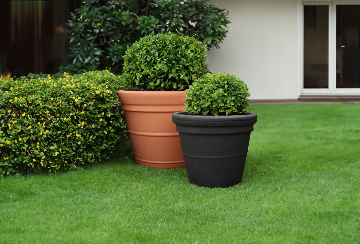 Ronde 180L zandkleurige plantenbak - Prestige Rome