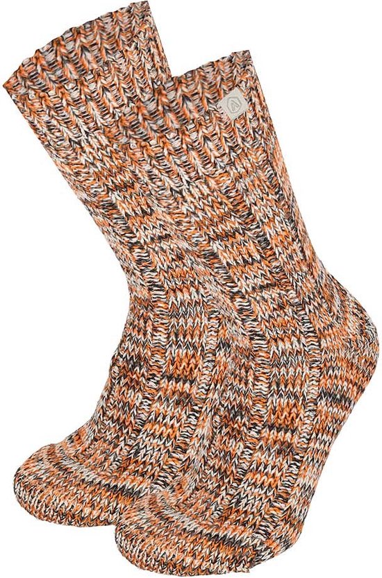 Apollo - Huissokken Dames - Natural Wol - Oranje - Maat 39/42 - Wollen sokken dames
