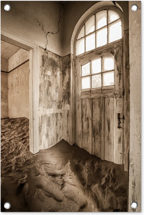 Tuindecoratie Huis Zand Deur Architectuur 40x60 cm Tuinposter Tuindoek bol