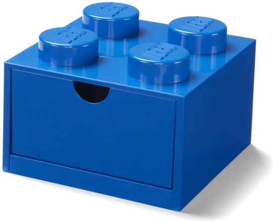 Lego - Opbergbox - Voor Bureau - Met 1 Lade - Vierkant - Stapelbaar - Kunststof - Blauw