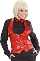 Widmann - Glitter & Glamour Kostuum - Dames Pailletten Vest Rood Vrouw - Rood - Medium / Large - Carnavalskleding - Verkleedkleding
