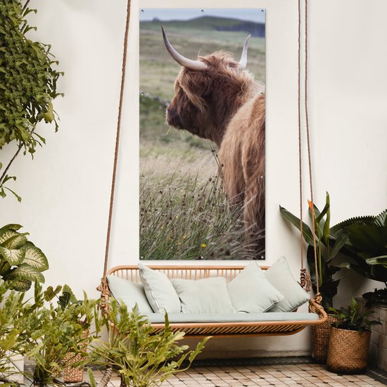 Affiche de clôture Scottish Highlander - Nature - Mer - 100x200 cm - Toile de jardin