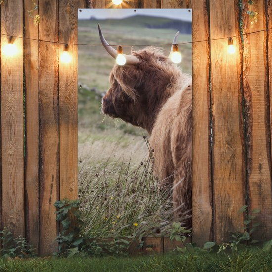 Affiche de clôture Scottish Highlander - Nature - Mer - 100x200 cm - Toile de jardin