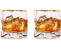 Whiskey glazen set whiskyglas: 2 stuks edele rum tumbler wijnglazen zonder steel mannen papa Scotch Vodka Bourbon Irish Single Rye Malt Whiskey Gin Tonic Cocktail Image
