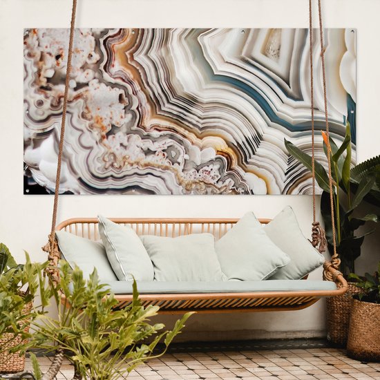 Affiche de clôture Pierre précieuse - Marbre - Nature - Abstrait - 200x100 cm - Toile de jardin