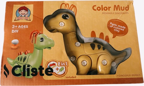 Cliste Klei Set - Dinosaurus Speeldeeg Set met Demontage Functie - Verjaardag voor Jongens Meisjes - Dinosaurus Kleur Deeg Klei Speelset - 6 Kleuren Klei - Dinosaur - Inclusief 16 accessories - Klei Speelset - Cliste