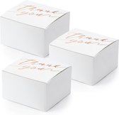 Boîte cadeau PartyDeco Merci - Faveur de mariage - 20x - blanc/or rose - papier - 6 x 4 cm