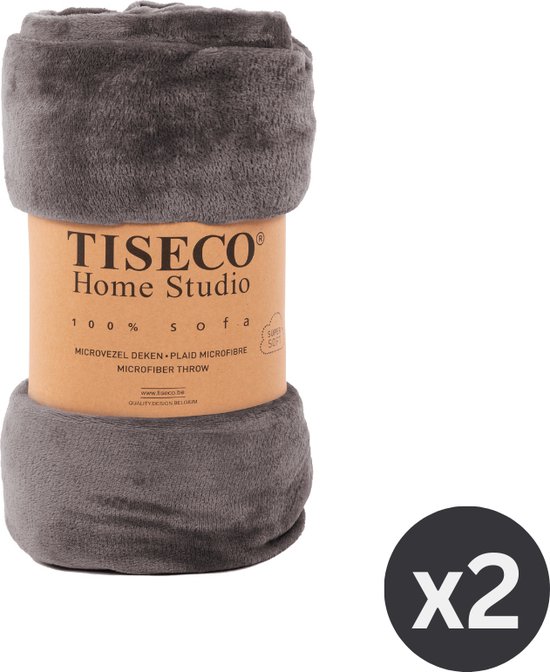 Tiseco Home Studio - Plaid COSY - SET/2 - microflannel - 220 g/m² - 130x160 cm - Grijs