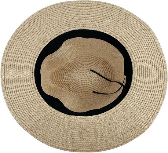 CHOSERL Vrouwen Brede Rand Stro Panama Roll up Hoed Luipaard Riem Fedora Hoeden Strand Zomer UPF50 Zonnehoed - Een maat